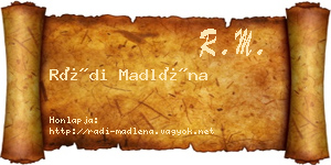 Rádi Madléna névjegykártya